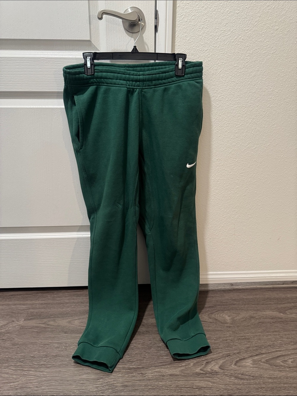 Nike Dark Green Fleece Joggers with White Swoosh